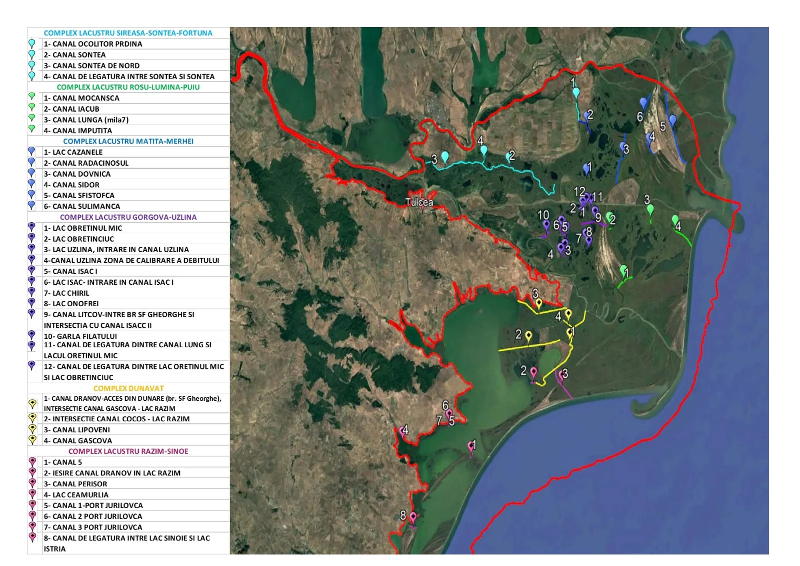 Impactul Cotelor Asupra Pescuitului la Crap în Deltă: Strategii pentru Ape Mari și Mici 3 Harta canalelor și lacurilor din Rezervația Biosferei Delta Dunării